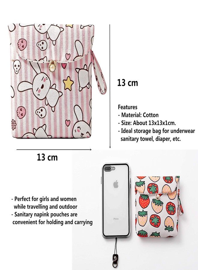 Tiger007 4 Pcs Cute Cotton Sanitary Napkins Bag, Menstrual Cup Pouch, Nursing Pad Holder, 5.1 x 5.1 inch Washable Organizer, Multifunction Purse for Girls Women (A) - Image 4